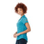 Antero Cap Sleeve Polo for Women Embroidery - Aspen Blue Heather - On Model