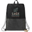 Ash Recycled Drawstring Bag with Vertical Zip Pocket Transfer - Black - Front