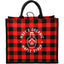 Buffalo Plaid Jute Tote Full Color - Red - Front