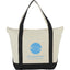 Classic Nautical Zippered Canvas Tote, 12 oz - Black - Front
