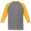 Dakota Three Quarter Sleeve Raglan Tee for Men Sublimation - Yellow Heather/Med Hthr Grey - Back Flat