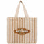 FEED Striped Cotton and Jute Tote Embroidery - Natural - Front
