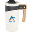 Grotto Ceramic Mug with Wood Handle and Lid, 16 oz - White - Front
