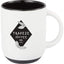 Isaac Ceramic Mug with Non-Slip Rubber Base, 14 oz - White/Black - Front