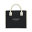 Market Street Cotton Canvas Tote with Brass Rivets Embroidery - Black - View 1