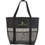 Mesh Utility Beach Tote with Pockets All Around - Black - Front