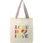 Recycled Cotton Convention Tote with Rainbow Handles, 6 oz - Natural - Front