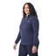 Rigi Eco Knit Half Zip for Women Embroidery - Vintage Navy - Left Angle On Model