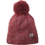Roots73 Shelty Pom Beanie with Fleece Band Embroidery - Dark Red Heather - Flat