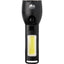 Solar Rechargeable Flashlight with COB Side Light, 130 Lumens - Black - Front