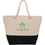 Zippered Canvas Rope Tote with Color Band, 12 oz Full Color - Black - Front