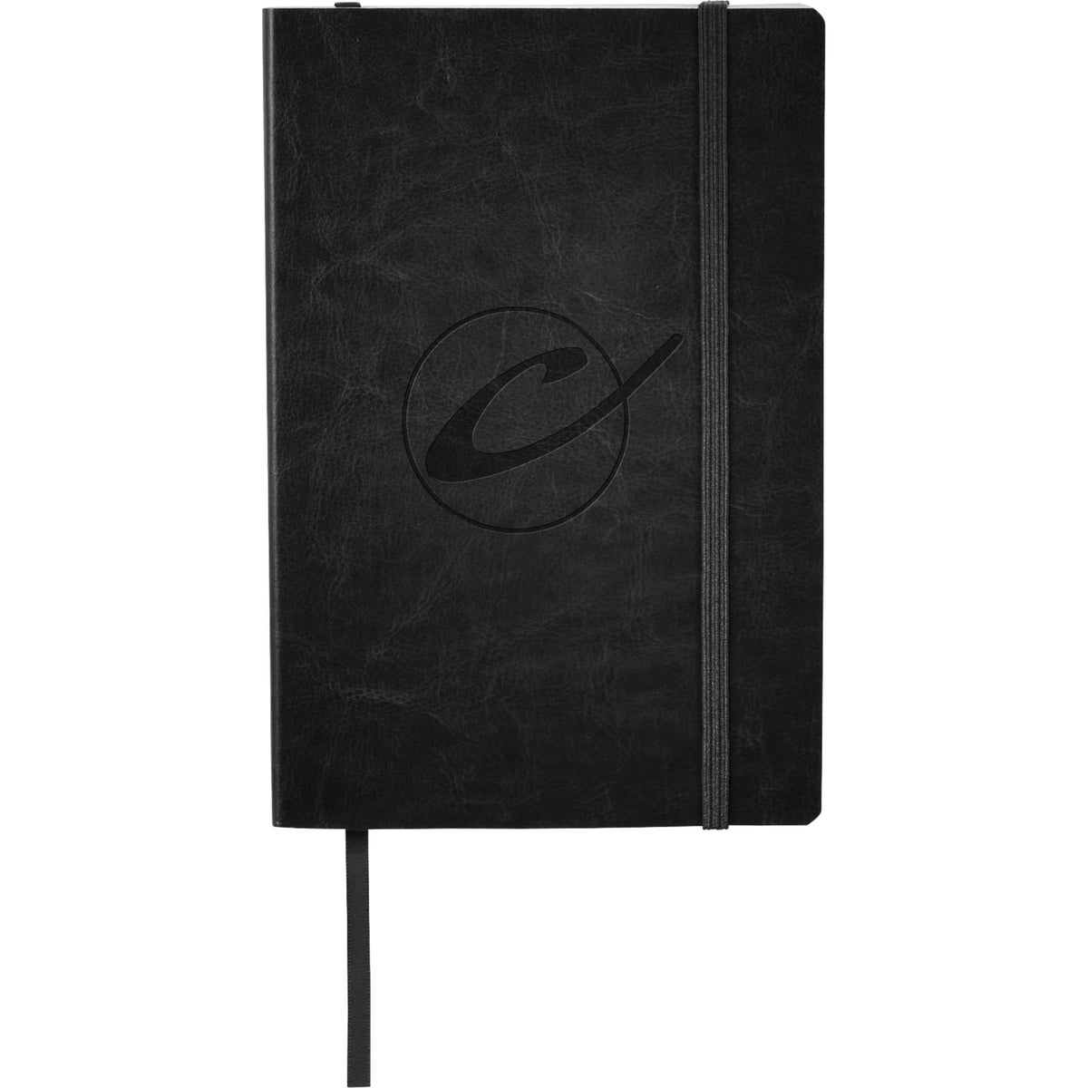 Abruzzo Soft Cover Journal with Back Pocket, 5.5 x 8.5 Inches Debossing - Black - Front