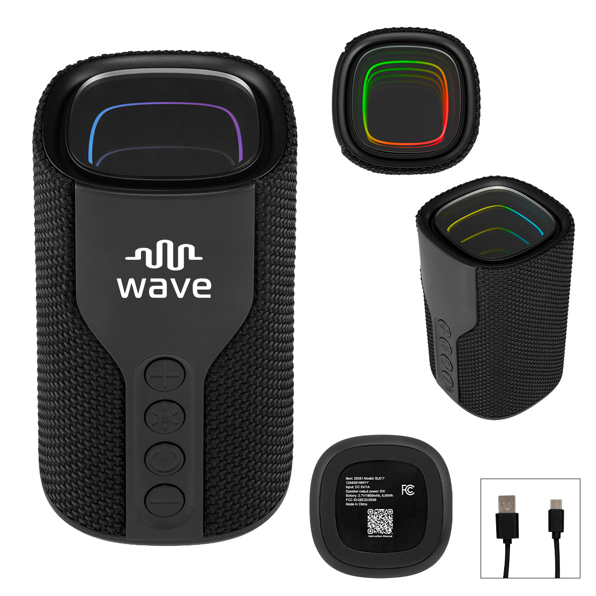 Abyss Light-Up Mirror Speaker in Recycled ABS - Black - Pad Print