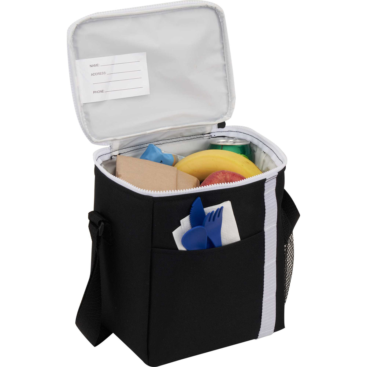 Accent Recycled Lunch Cooler for 12 Cans Full Color - Black - Right Angle Propped