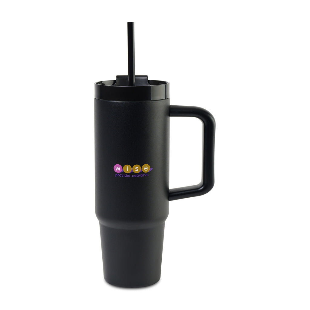 Adrian Travel Tumbler with Handle and Straw, 30 oz Full Color - Black - View 1