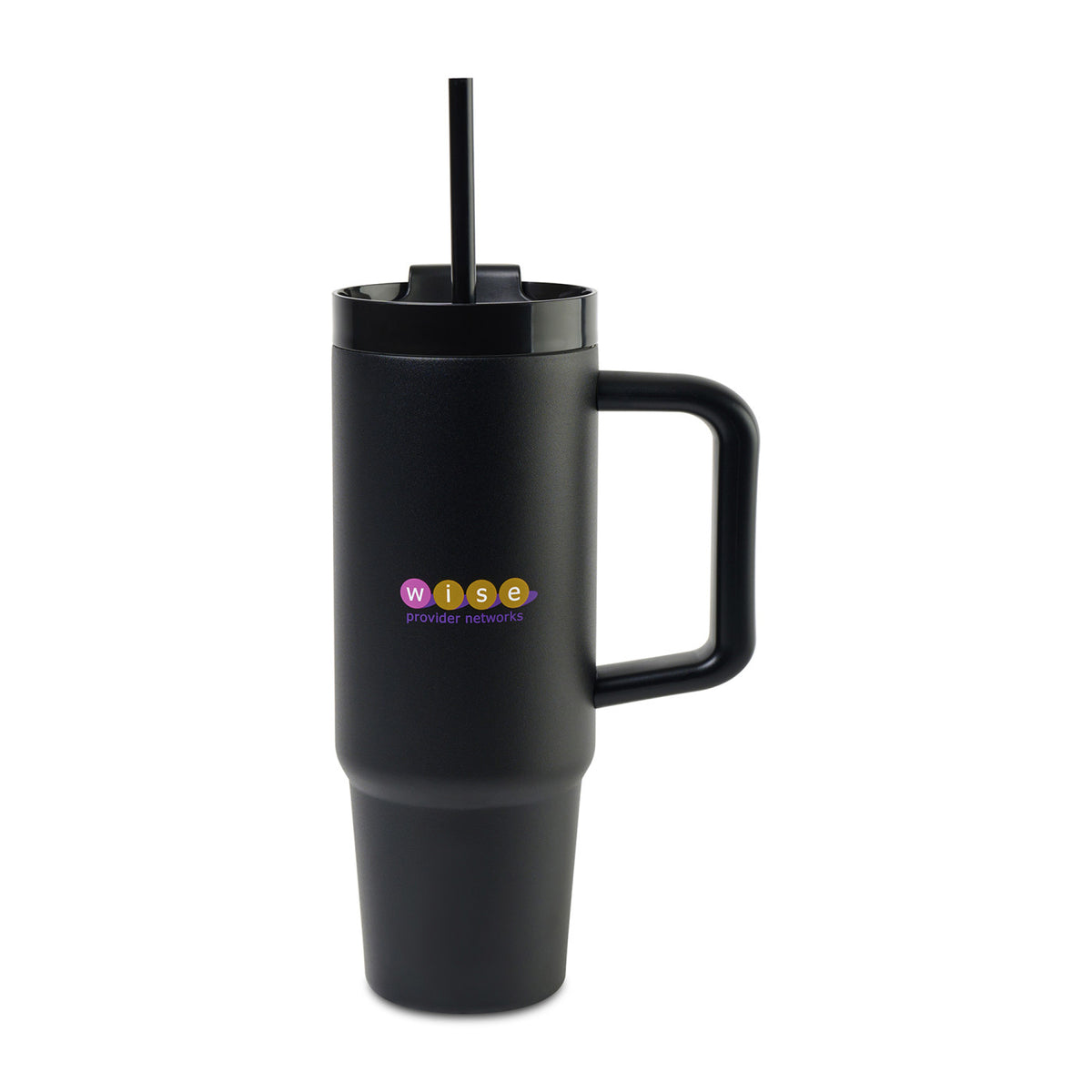 Adrian Travel Tumbler with Handle and Straw, 30 oz Full Color - Black - View 1