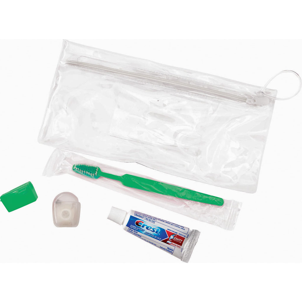Adult Dental Care Kit with Crest Toothpaste, 5 Pieces - Green - Left Angle 2