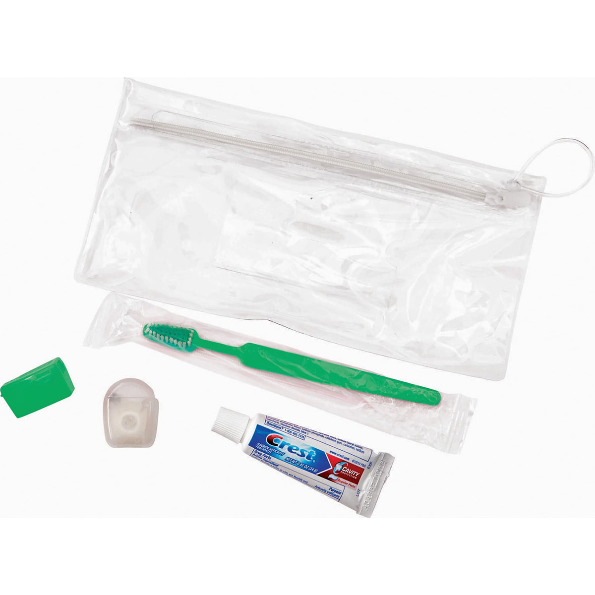 Adult Dental Care Kit with Crest Toothpaste, 5 Pieces - Green - Left Angle 2