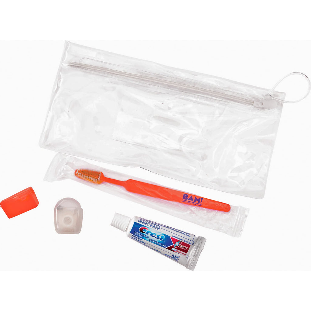 Adult Dental Care Kit with Crest Toothpaste, 5 Pieces - Orange - Left Angle
