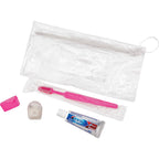 Adult Dental Care Kit with Crest Toothpaste, 5 Pieces - Pink - Left Angle 2