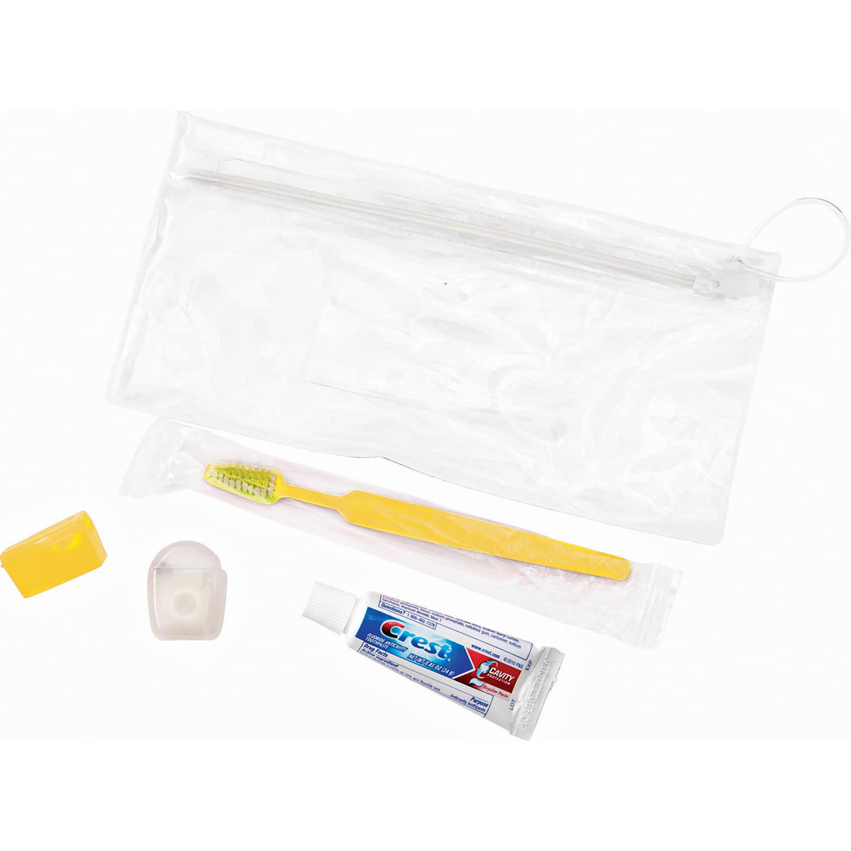 Adult Dental Care Kit with Crest Toothpaste, 5 Pieces - Yellow - Left Angle 2