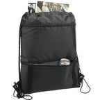 Adventure Drawstring Bag with Insulated Pocket - Black - Right Angle 2