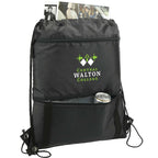 Adventure Drawstring Bag with Insulated Pocket - Black - Right Angle