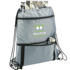 Adventure Drawstring Bag with Insulated Pocket Full Color - Gray - Right Angle