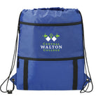 Adventure Drawstring Bag with Insulated Pocket Full Color - Royal - Front