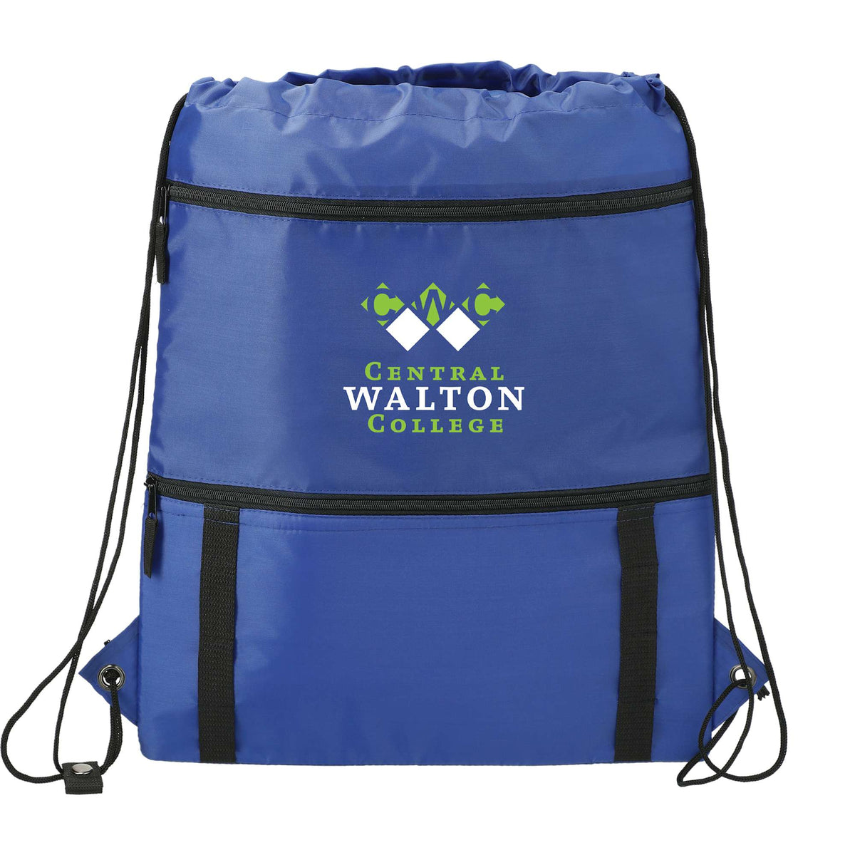 Adventure Drawstring Bag with Insulated Pocket Full Color - Royal - Front