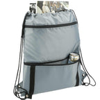 Adventure Drawstring Bag with Insulated Pocket - Gray - Right Angle 2