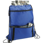 Adventure Drawstring Bag with Insulated Pocket - Royal - Right Angle 2