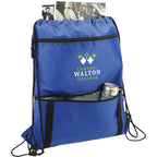 Adventure Drawstring Bag with Insulated Pocket - Royal - Right Angle