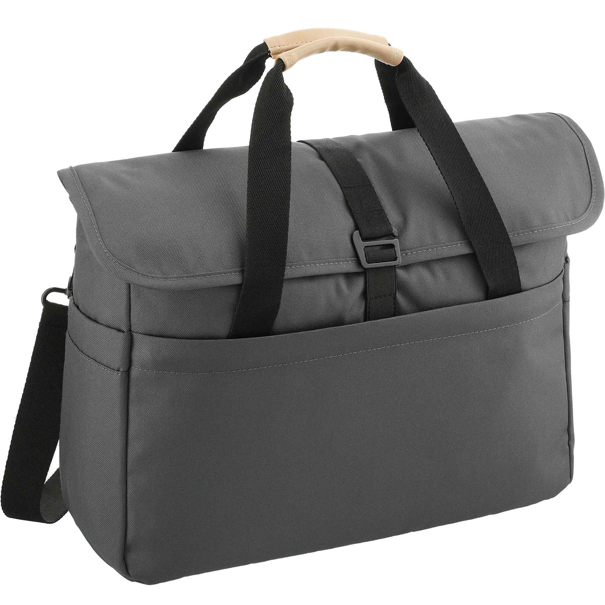 Aft Laptop Messenger Bag in Recycled Polyester, 15 Inches Transfer - Charcoal - Right Angle 3