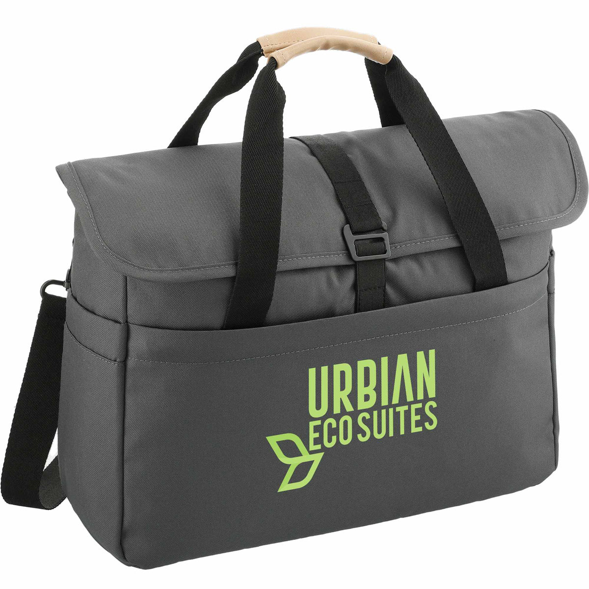 Aft Laptop Messenger Bag in Recycled Polyester, 15 Inches Transfer - Charcoal - Right Angle