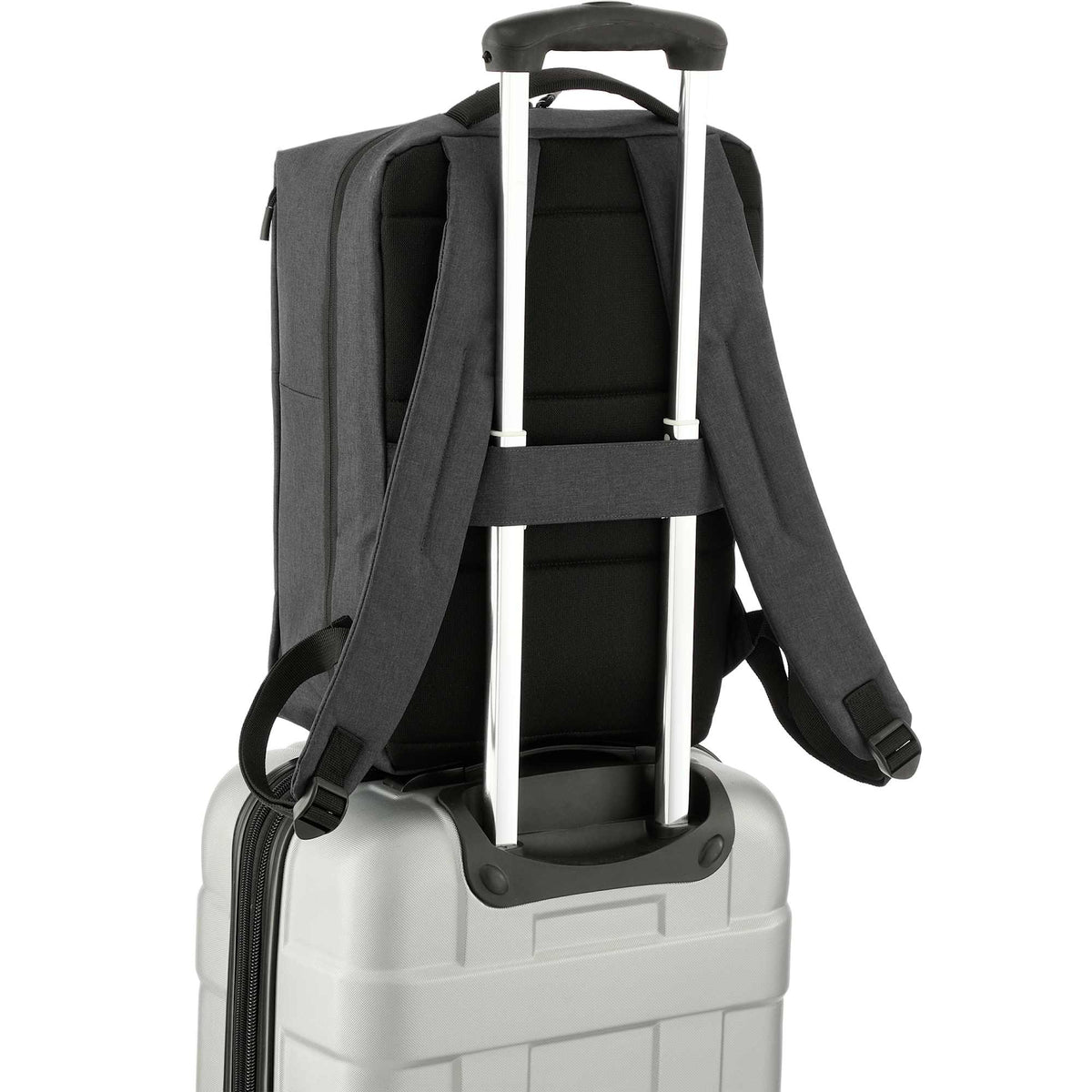 Aft Recycled Computer Backpack, Fits 15.6 Inch Laptops Embroidery - Charcoal - Luggage
