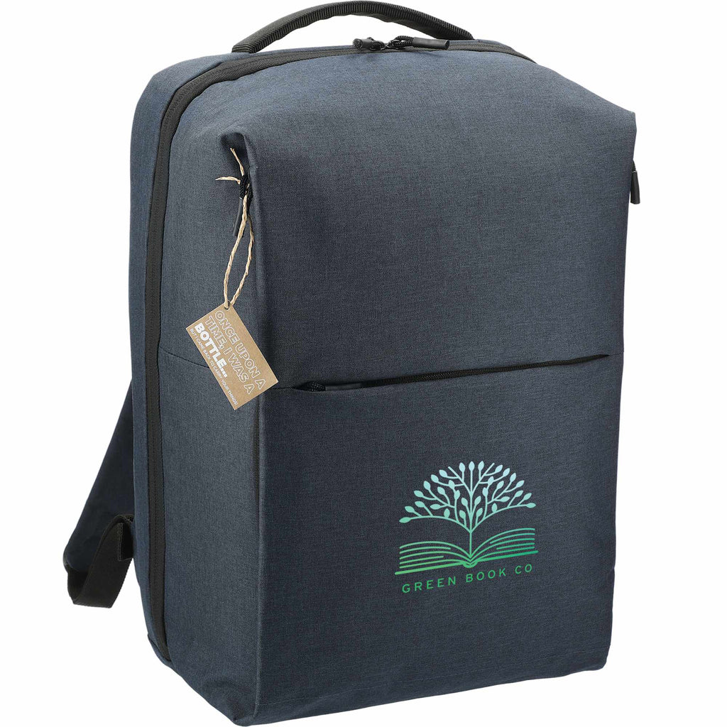 Aft Recycled Computer Backpack, Fits 15.6 Inch Laptops Embroidery - Navy - Right Angle