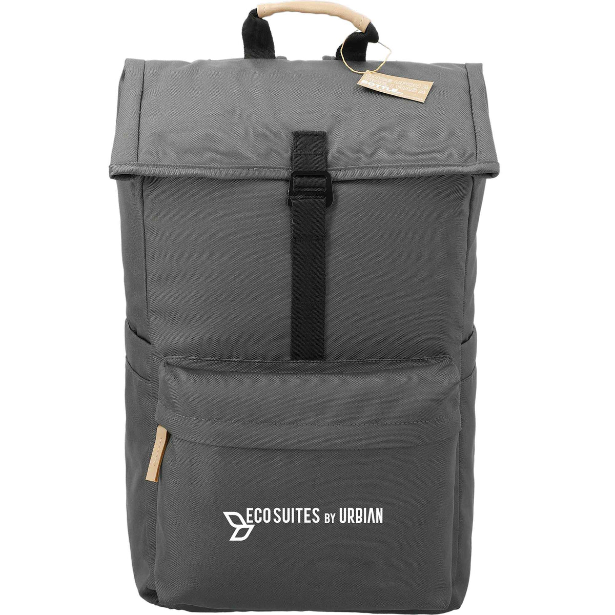 Aft Recycled Rucksack for 15 Inch Laptops Embroidery - Charcoal - Front