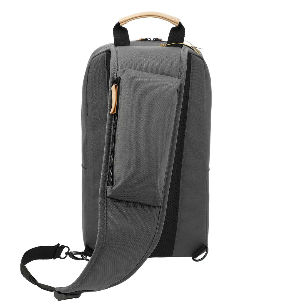 Aft Recycled Sling Bag with Strap Pocket Embroidery - Charcoal - Back