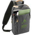 Aft Recycled Sling Bag with Strap Pocket Embroidery - Charcoal - Right Angle 3