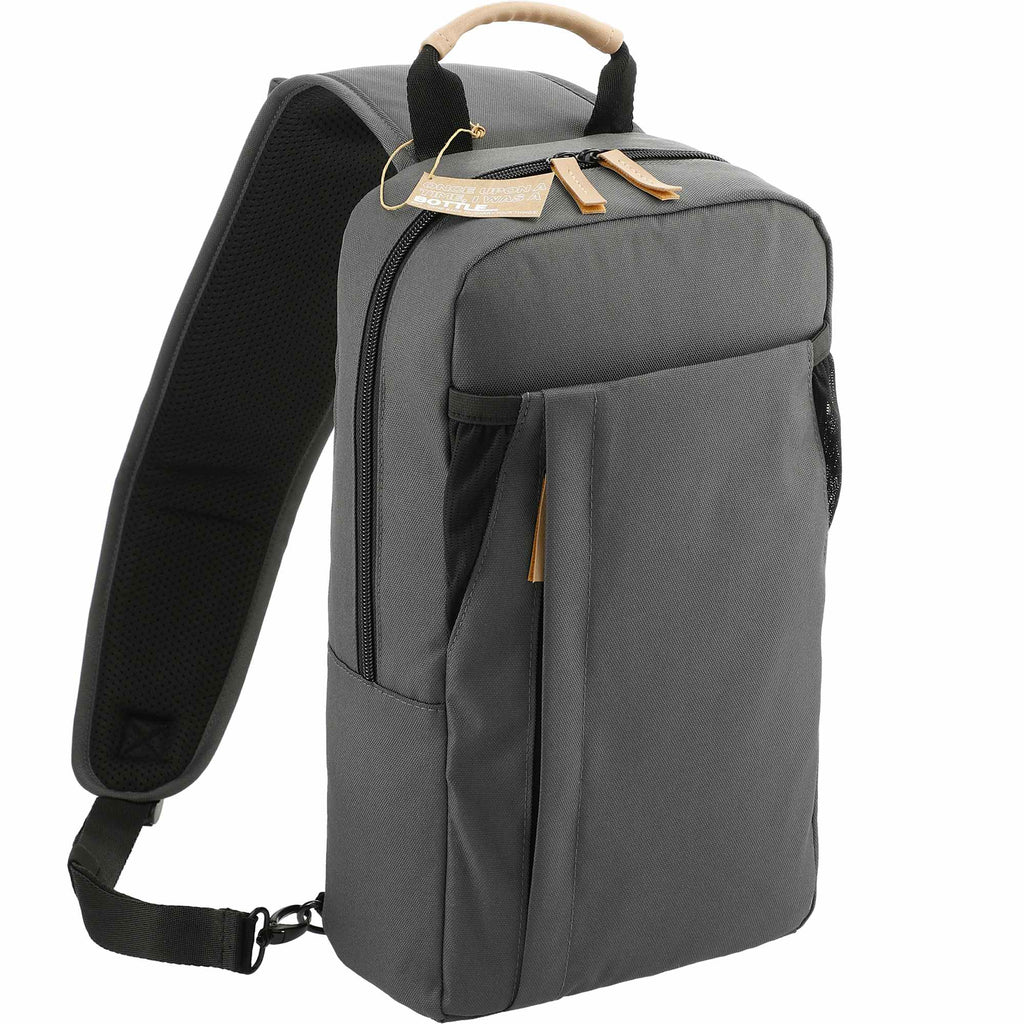 Aft Recycled Sling Bag with Strap Pocket Embroidery - Charcoal - Right Angle 4