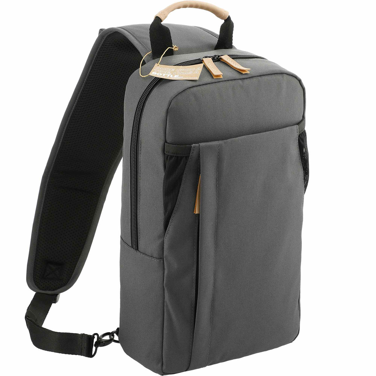 Aft Recycled Sling Bag with Strap Pocket Embroidery - Charcoal - Right Angle 4