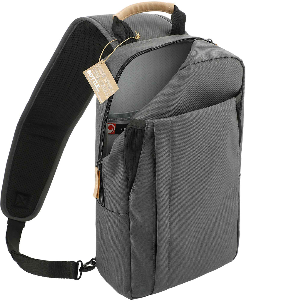 Aft Recycled Sling Bag with Strap Pocket Embroidery - Charcoal - Right Angle 5