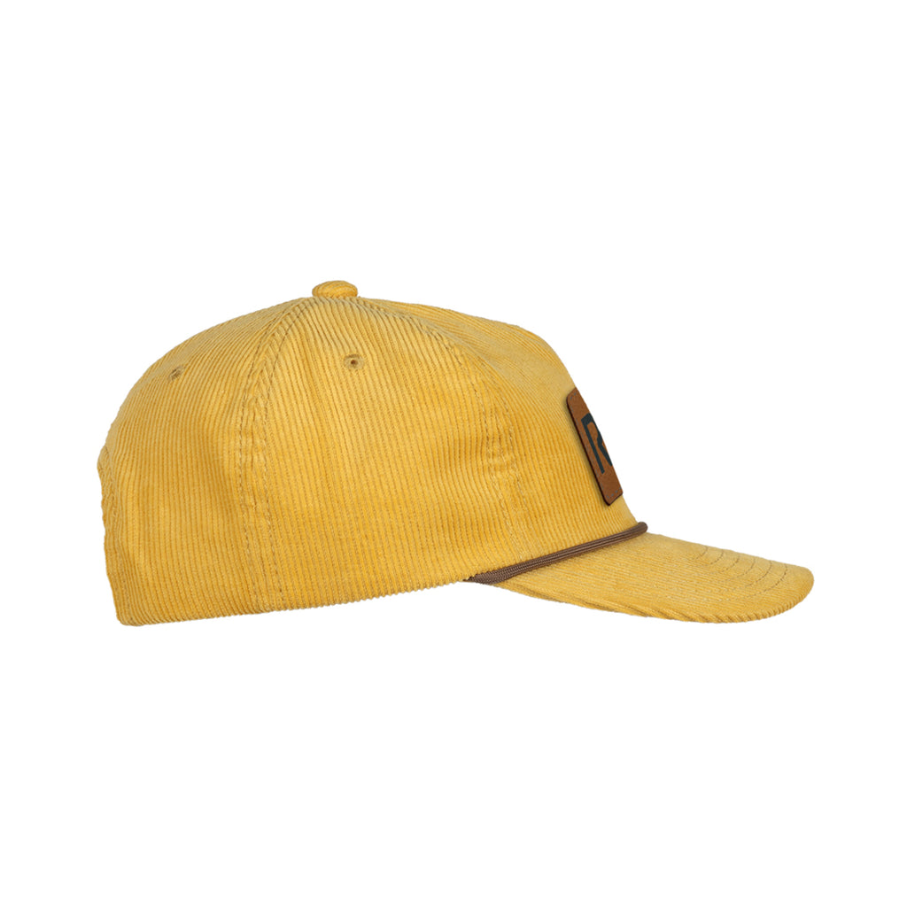Ahead Chaser Corduroy 5 Panel Cap with Rope Visor Embroidery - Dandelion/Taupe - View 4