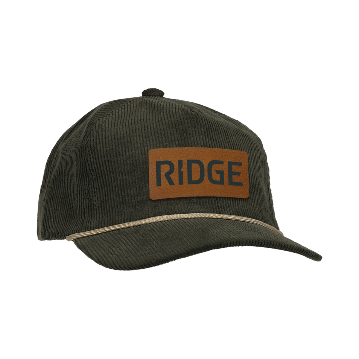 Ahead Chaser Corduroy 5 Panel Cap with Rope Visor Embroidery - Olive Green/Khaki - View 1