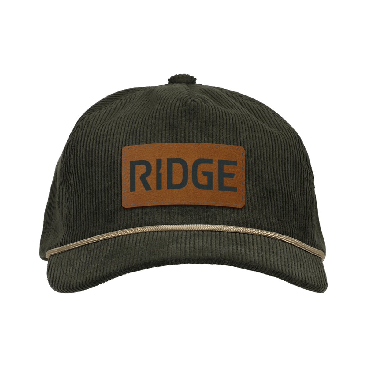 Ahead Chaser Corduroy 5 Panel Cap with Rope Visor Embroidery - Olive Green/Khaki - View 2