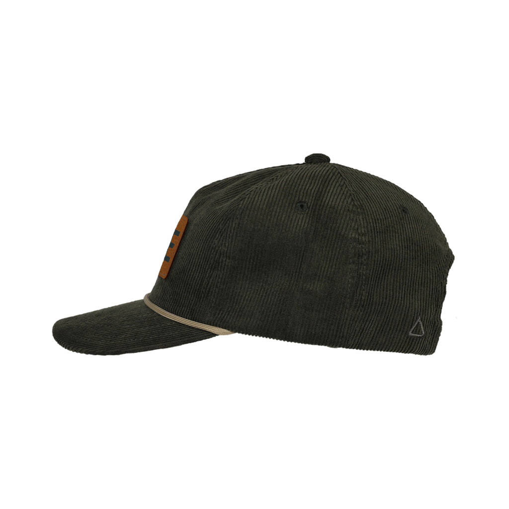 Ahead Chaser Corduroy 5 Panel Cap with Rope Visor Embroidery - Olive Green/Khaki - View 3