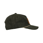 Ahead Chaser Corduroy 5 Panel Cap with Rope Visor Embroidery - Olive Green/Khaki - View 4