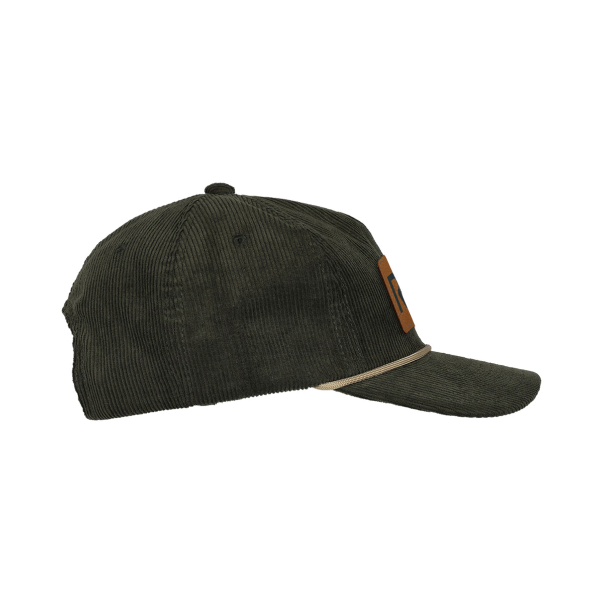 Ahead Chaser Corduroy 5 Panel Cap with Rope Visor Embroidery - Olive Green/Khaki - View 4