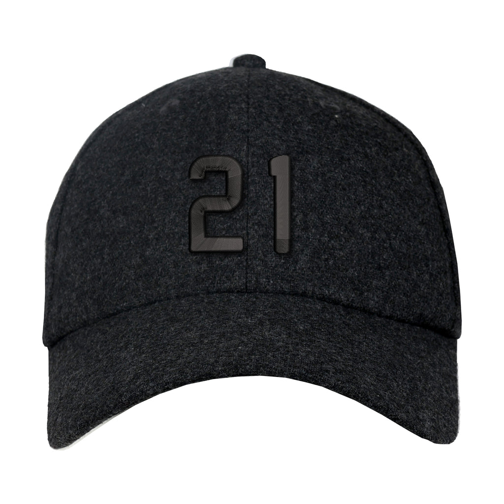 Ahead Clubhouse Wool Flannel Cap with Leather Strap Embroidery - Charcoal - View 2
